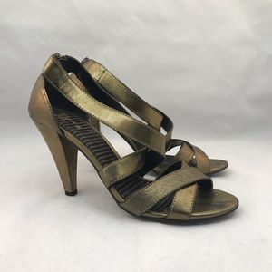 Zara trf Metallic Gold Strap Heels size 8,5
